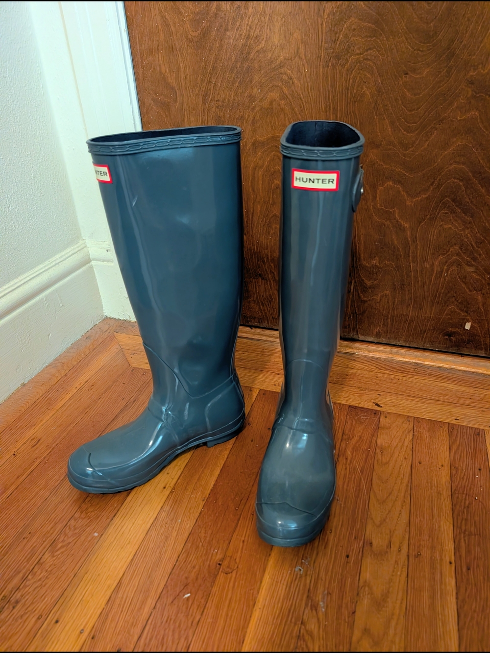 Hunter Gloss Tall Rain Boots - Slate Gray